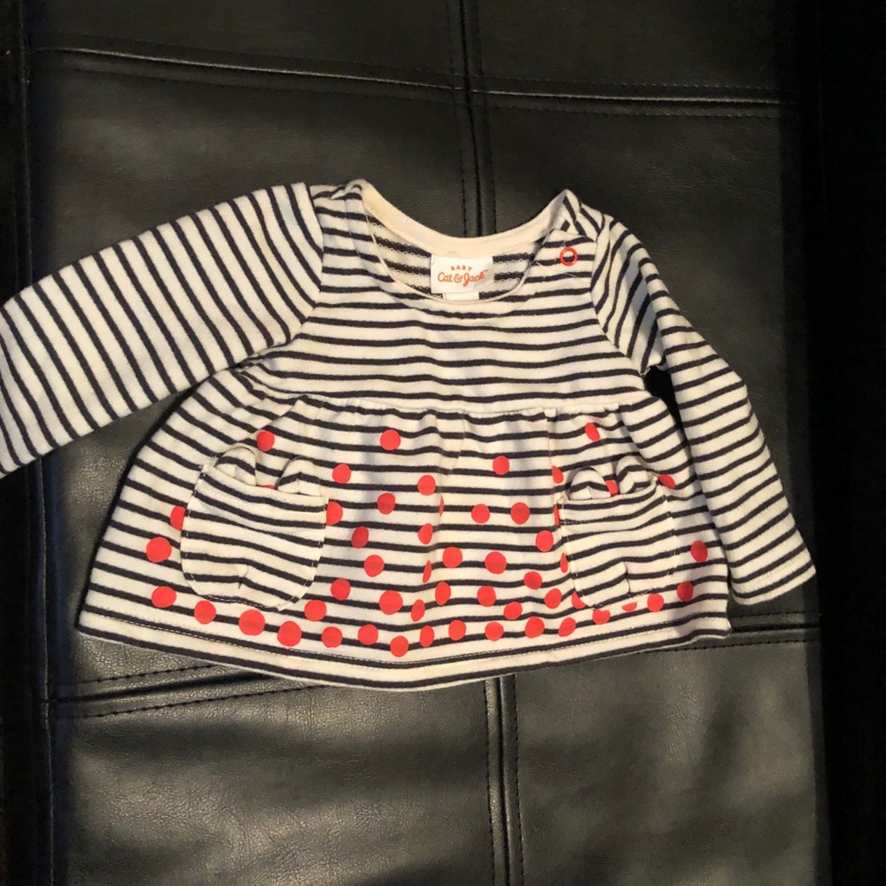 Blouse w/ stripes and a pink/white stripe bodysuit
